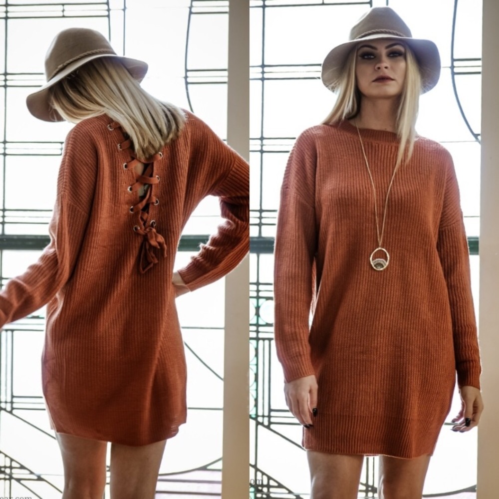 REDUCED! New Lace Up Sweater Tunic/Dress